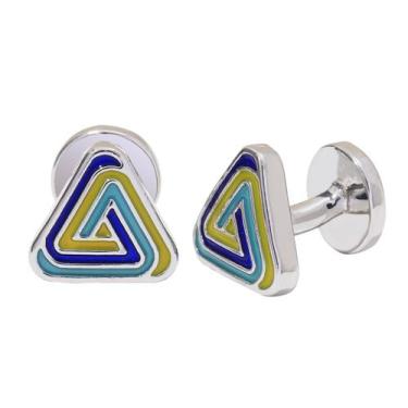 Imagem de Abotoaduras, triângulo geométrico, design de esmalte colorido - Yiweis