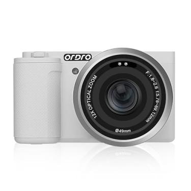 Imagem de Ordro Câmera digital G730 5K para fotografia com foco automático AF/MF de 64 MP, câmera de vlogging, zoom óptico de 12x, câmera compacta com tela flip LCD de 3,2 polegadas e 270° (branca)