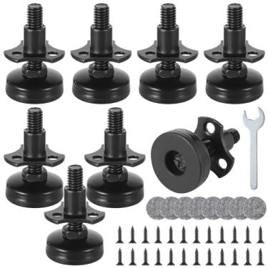 Imagem de Conjunto de pés de móveis ajustáveis de 8 peças, aço carbono com chave inglesa, almofadas de feltro, porcas em T, ideal para sofás e mesas
