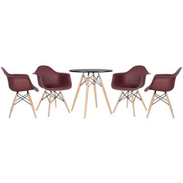 Imagem de Loft7 Home Decor, Kit Mesa Eames 70 cm + 4 Cadeiras Eames DAW - Marrom