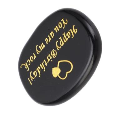 Imagem de Tnfeeon Pedra Motivacional Gravada, Lembrete de Lembrança, Decoração Elegante para Mesas, Presente Inspirador Atemporal para Amigos, Aniversários e Marcos (Obsidiana)
