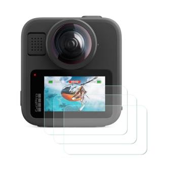 Imagem de ZLMC Protetor de tela para câmera GoPro Max 2/Max 1 360, vidro temperado de dureza 9H, kit de filme temperado ultra HD sem bolhas à prova de arranhões à prova de óleo (pacote com 3