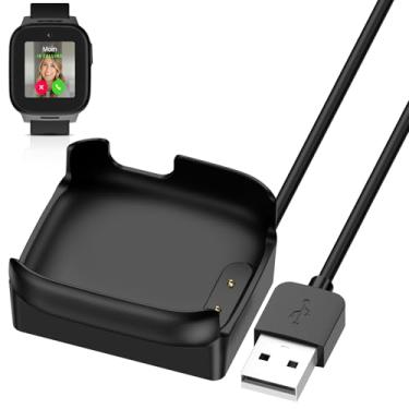Imagem de Hexasider Base de carregamento USB compatível com relógio Cosmo JrTrack 5, suporte de cabo de carregamento de substituição portátil para crianças JrTrack 5 da Cosmo Smartwatch Acessórios, preto
