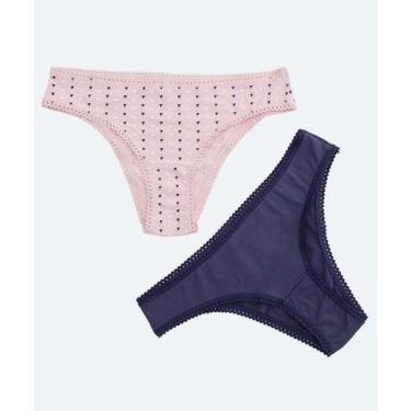 Imagem de Kit 2 Calcinhas Biquíni Coração Marisa-83904, Rosa, Azul, P