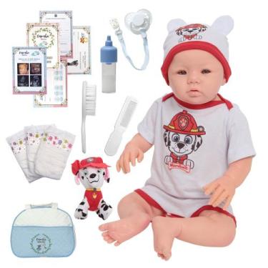 Imagem de Boneco Reborn Careca Menino Recém Nascido Enxoval Completo - Cegonha R