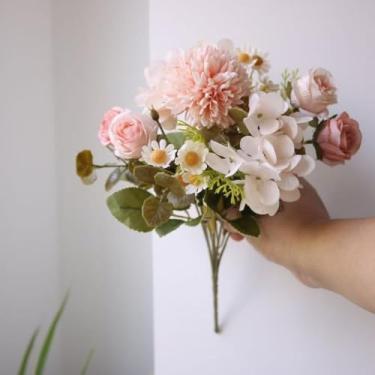 Imagem de Buquê Misto de Flores Artificiais – Rosa, Crisântemo, Margarida e Hortênsia | Decoração para Casamento, Arranjos e Ambientes – 30cm(Rosa)