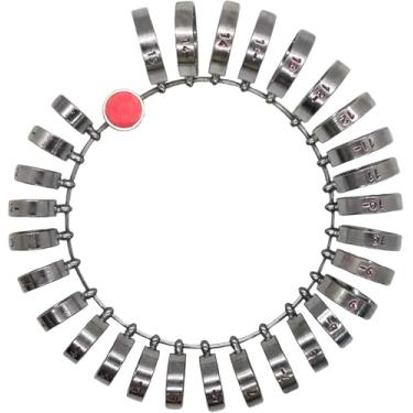 Imagem de TAURISH Kit de tamanho de anel de metal de banda larga 1-15 feito em latão cromado ferramenta de medição com tamanhos de um quarto para encaixe de anel masculino medidor de tamanho de joias