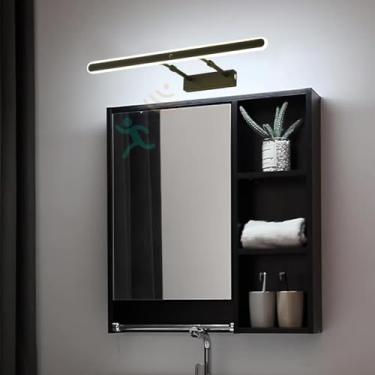 Imagem de GZZBMY Luz de espelho LED Arandelas de parede de banheiro com detector de movimento Arandela moderna Extensível Comprimento Ajustável Iluminação de parede para Banheiro Quarto Penteadeira (Luz Branca
