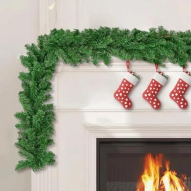 Imagem de Festão de Natal Aramado Verde Decoração 300 galhos 270cm