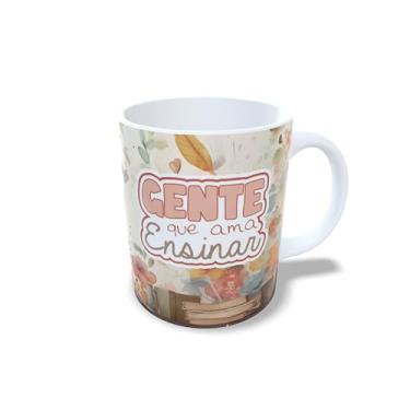 Imagem de Caneca de Cerâmica 325ml Dia dos Professores, Design Floral com Ilustração, Presente para Professora (14107)