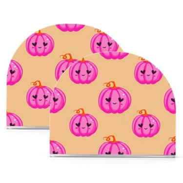 Imagem de Wassud Happy Pumpkins Porta-guardanapos de acrílico, dispensador de guardanapos de papel moderno em forma de U para mesa, cozinha, sala de jantar, bancada 2 peças (comporta 50-60 guardanapos)