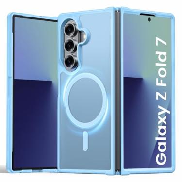Imagem de Vividarm Capa magnética para Galaxy Z Fold 7, compatível com MagSafe [sem protetor de tela] [proteção de nível militar] Capa de telefone fina à prova de choque fosca translúcida para Samsung Z Fold 7