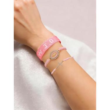 Imagem de Pulseira elástica com contas de cristal WWJD, pulseira de corda trançada ajustável, joias cristãs inspiradoras presentes para mulheres e homens, One Size, Pedra, Sem Pedra Preciosa