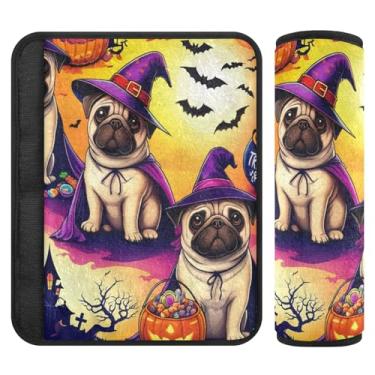 Imagem de Burbuja Capa para cinto de segurança de carro com fantasia de cachorro fofo em bruxa, macio, confortável, protetor de cinto de segurança para alça de ombro de assento, 1 par médio