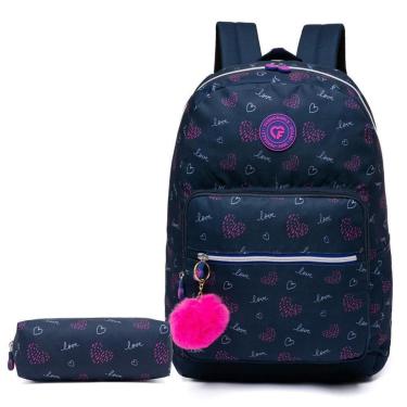 Imagem de Kit Mochila + Estojo Ferrazzi Casual Feminina Detalhes LOVE-Feminino
