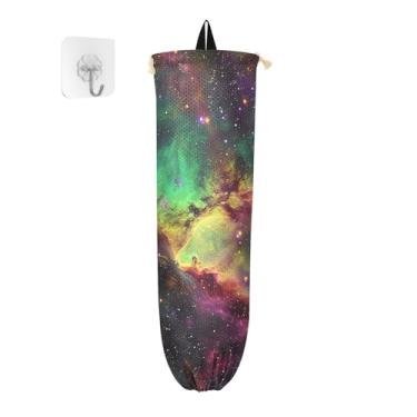 Imagem de Suporte de saco de compras colorido nebulosa, suporte de plástico para sacolas de compras, organizador de sacolas plásticas de cozinha, 1 pacote
