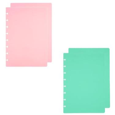 Imagem de ITSYHPRO 2 conjuntos de capas de disco à prova d'água para notebook, capa organizadora de disco júnior compatível com Circa Arc TUL e Happy Planner (júnior, 1 rosa, 1 azul)