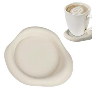 Imagem de Porta-copos de silicone em forma de nuvem divertida - Almofadas de copo com isolamento térmico para mesa de cozinha em casa, mesa de piquenique ao ar livre (branco antigo)