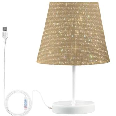 Imagem de TSENQUE Candeeiro de mesa moderno, brilhante, brilhante, brilhante, luminárias de cabeceira, mesa de cabeceira, lâmpadas decorativas recarregáveis por USB para quarto de crianças