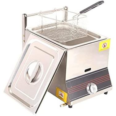 Imagem de Fritadeira A Gás De Grande Capacidade 6/12L, Fritadeira A GLP De Aço Inoxidável Para Uso Doméstico E Comercial, Poder De Fogo Ajustável, Com Cestas E Tampas, Para Batatas Fritas, Rosquinhas, Peixe