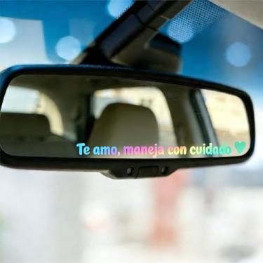 Imagem de Te amo maneja con cuidado Adesivo de espelho retrovisor, adesivo espanhol Te amo maneja con cuidado, I Love You Drive Safe Decalques de janela de carro à prova d'água (5 peças, colorido)