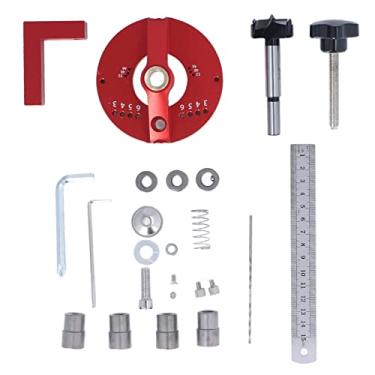 Imagem de Dobradiça Jig Broca Kit de ferramentas de guia Premium Liga de alumínio Aço Latão Perfurador de dobradiça multifuncional para móveis Carpintaria Porta Janela Cadeira Artesanato