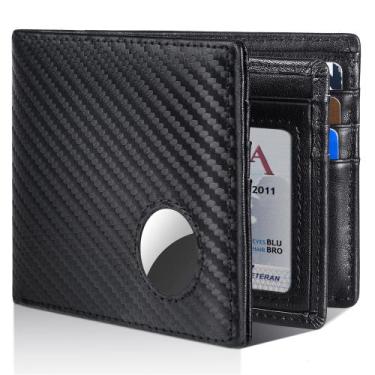 Imagem de Carteira Artpaxy Bifold em couro com bloqueio RFID com suporte AirTag