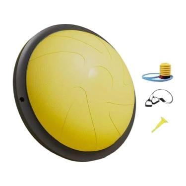 Imagem de Qraatosi Bola de Equilíbrio Meia Bola com Faixas de Resistência para Exercícios de Pilates, Almofada de Equilíbrio em PVC E PP Antiderrapante, Ideal para Exerc, Amarelo