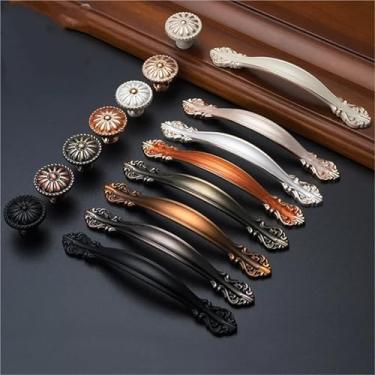 Imagem de HTNAFONI Puxadores de armário de liga de zinco puxadores de porta de wadrobe puxadores de gaveta puxadores de armário de cozinha puxadores de móveis ferragens 1 peça (bronze vermelho 96 mm)