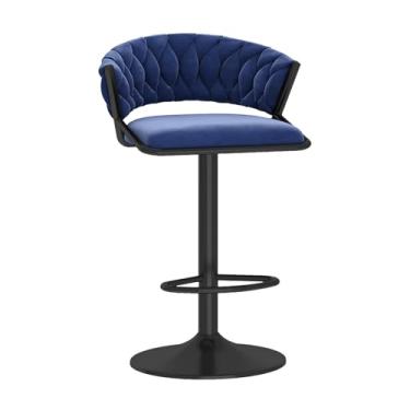 Imagem de Bancos de bar giratórios, 1 peça, banquetas de veludo ajustáveis para cozinha, ilha, sala de jantar, cadeiras de bar modernas com encosto trançado