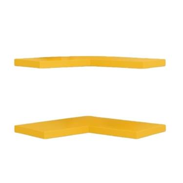Imagem de Kit prateleira de canto cantoneira em L - 2 unidades em MDF para Quartos, Cozinhas e Salas, Organização Prática e Espaçosa para Objetos e Decorações(Amarelo tucano)