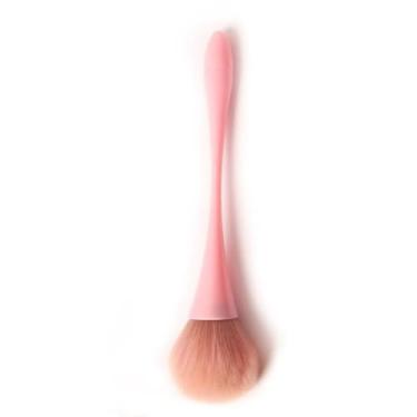 Imagem de Pincel de pó fofo rosa grande de fibra macia, pontas de cabelo fino para aplicação de pó macio e solto e blush