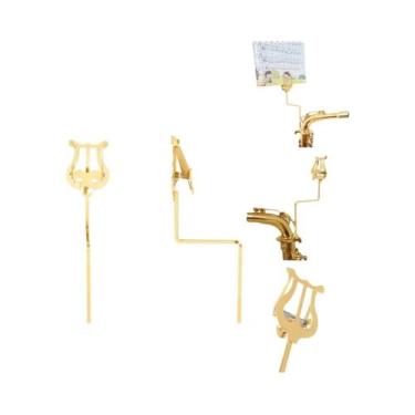 Imagem de Suporte De Música Dourado Para Trompete, Flauta, Saxofone Alto, Suport