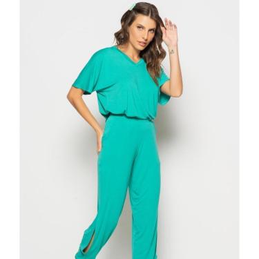 Imagem de Conjunto Blusa Ampla Gola V E Calça Jogger Fenda Malha Salvatore-Feminino