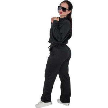 Imagem de Moleton Feminino Conjunto Meia Estação Direto Da Fábrica, Preto, G, Fe