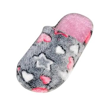 Imagem de Chinelos femininos modernos de inverno com estampa de estrelas e design doméstico amigável com sola plana para uso interno e externo confortável, Cinza, 40