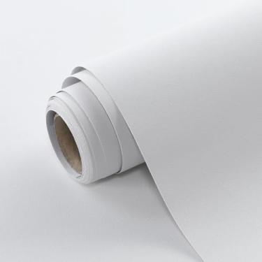 Imagem de Papel de parede branco branco liso para contato com um conjunto de rolo de vinil impermeável autoadesivo fosco de 59,9 cm x 599,4 cm para revestimentos de parede, armários, bancadas, quarto, cozinha