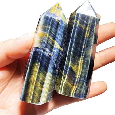 Imagem de Varinha de pedras de ponta de cristal de torre de olhos de tigre azuis naturais para (tamanho : verde claro)