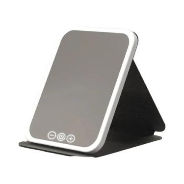 Imagem de Espelho De Maquiagem LED Portátil E Dobrável Com 3 Cores De Luz, Recar