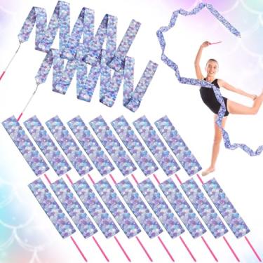 Imagem de Soulchen 24 peças de fita brilhante de sereia para varinhas lembrancinhas de festa flâmulas de dança ginástica rítmica varinha giratória arte banda de dança fita de seda tema do mar sereia decoração