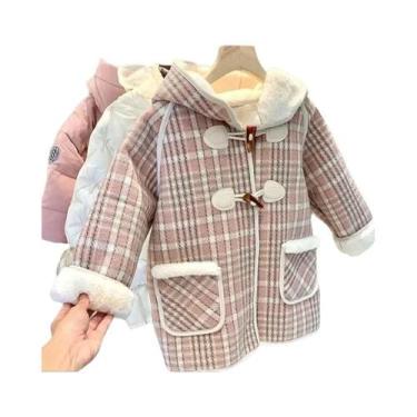 Imagem de Jaqueta De Inverno Com Capuz Em Xadrez Para Meninas, Casaco Confortáve