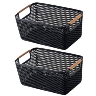 Imagem de Kit 2 Cesto Armazenamento Decoração Multiuso 36X22Cm Preto