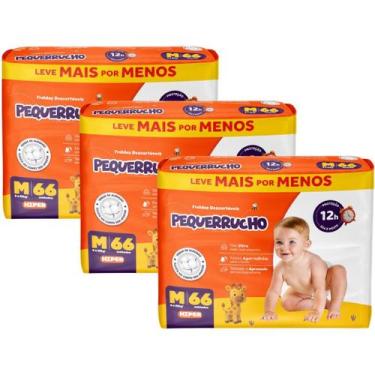 Imagem de Kit 3 Fraldas Descartáveis Pequerrucho Hiper Todos Os Tamanhos, M