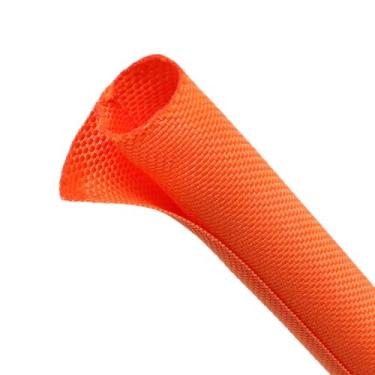 Imagem de Tubo de tear de fio automotivo, protetores de cabo trançado dividido de animais de estimação que não mastigam, gerenciamento de cabos flexíveis para TV/computador/fios elétricos (laranja, 2,5 a 7,6 m)