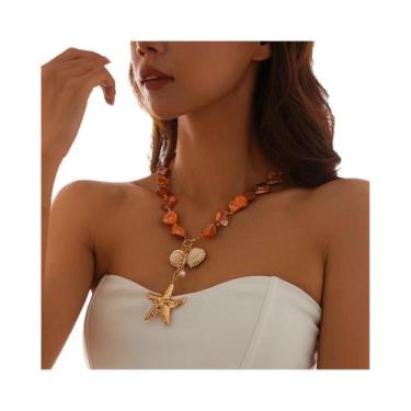 Imagem de Conjunto De Colar E Pulseira Boho Feminino Com Pérolas, Estrelas-do-ma