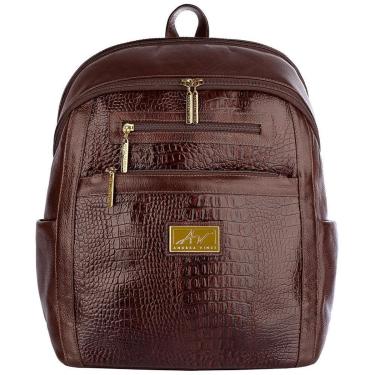 Imagem de Mochila grande feminina de couro croco Montanna-Feminino