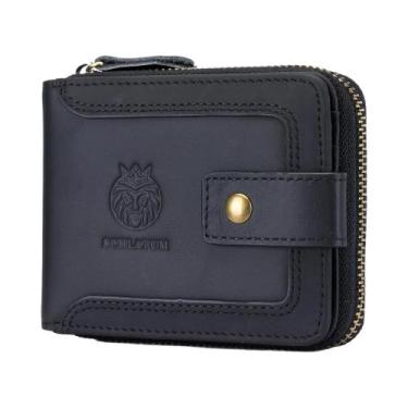 Imagem de Carteira De Couro Vintage Com Bloqueio RFID Para Homens, Grande Capaci