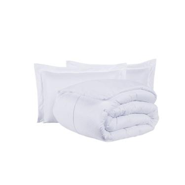 Imagem de Kit Cobre Leito Ravena To Decorando Queen 3 Peças Micropercal 200 Fios Toque Acetinado 100% Poliéster - Branco