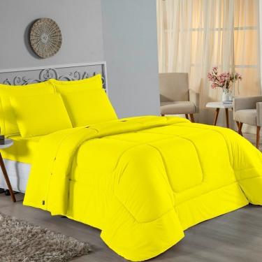 Imagem de Edredom Queen Nobre 1 Peça Dupla Face 2,40m X 2,60m Malha 100% Algodão - Amarelo