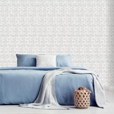 Imagem de Papel de Parede Adesivo Autocolante Decorativo Tijolinho Branco 3D 10 